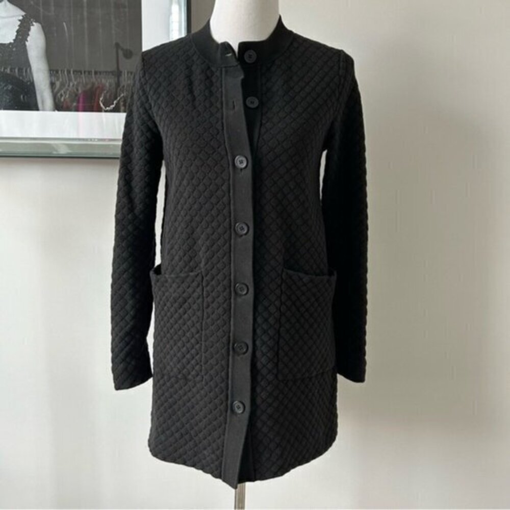 COS Women's Waffle Knit Textured Button Down Long Cardigan Jacket (c)